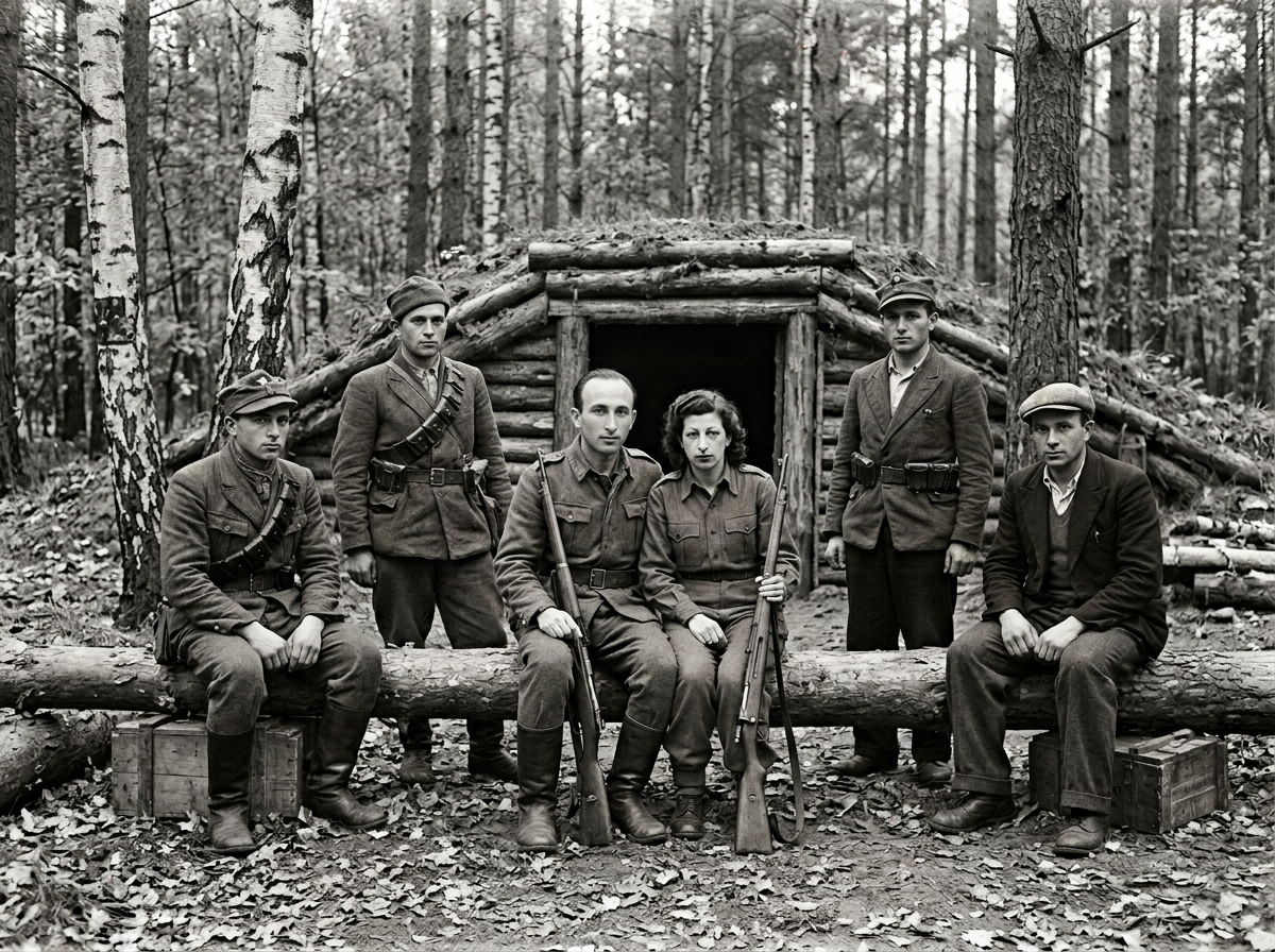 Herschel's partisan unit encamped in the Kampinos Forest outside Warsaw, October 1940